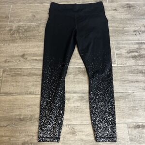 Athleta Women's 383956 Contender Splatter Leggings Black Gray Size Small